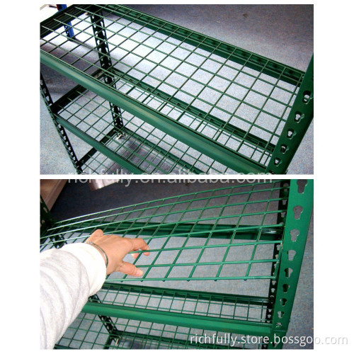 Low prices 5 layers Light DIY slotted storage rack angle iron rack with wire mesh shelf
